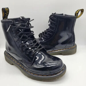 Dr. Martens Kids 1460 J Black Patent Leather Lace Up Ankle Boots US 12